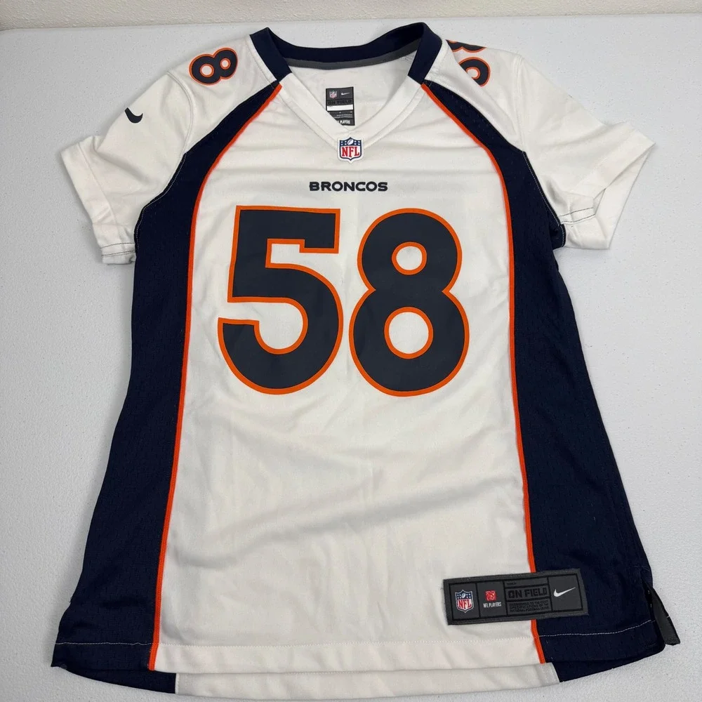 Nike Denver‎ Broncos Von Miller 58 Youth Jersey White Navy Orange Medium NFL